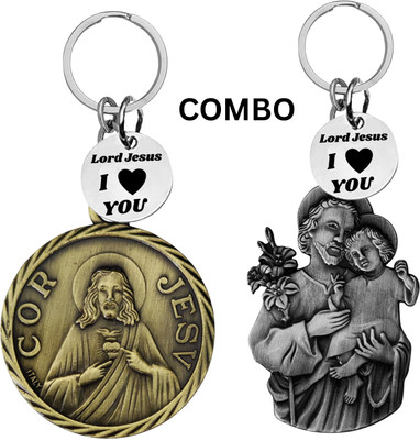 M Men Style Lord Jesus Keychain Combo– Sacred Heart Religious Keyring Set SkeyCom624-637 Key Chain
