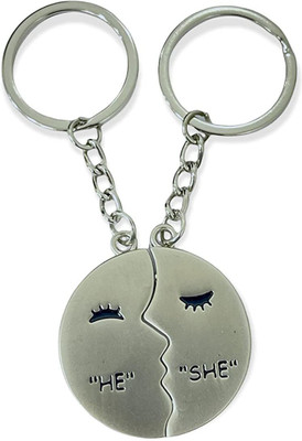 Buko Lovers Couple Half Broken Set Magnetic Connect Pendant Anti-Rust He She Key Chain