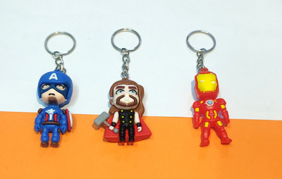 heeva creation Cute Avenger 3D Keychain Combo.(Color-Multi).(Set Of 3). Key Chain