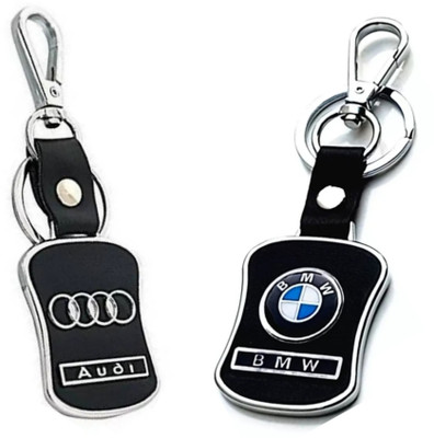 Jainsburys Combo of Audi & Bmw Logo Leather Hook Keychain & Best Quality Keychain Key Chain