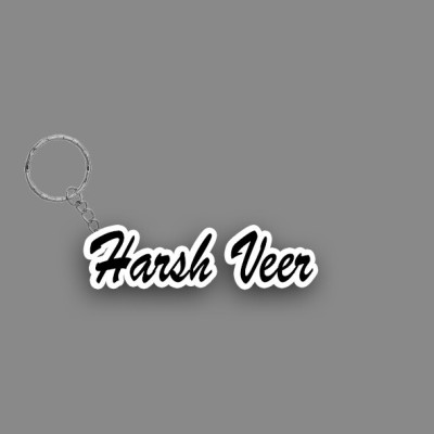 SY Gifts SYG Harsh Veer Name Keychain White And Black Key Chain