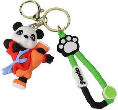 AIRASHII Kung Fu Panda Keychain for Bags, Panda Cartoon Keyrings for Girls Boys Key Chain