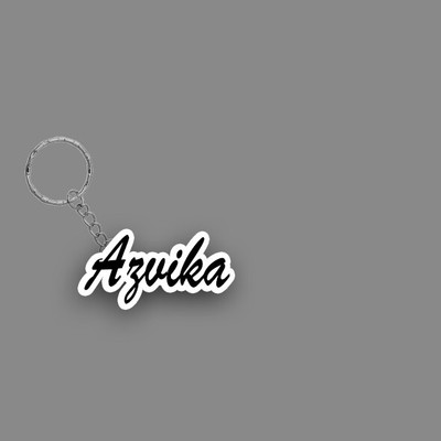 SY Gifts SYG Azvika Name Keychain White And Black Key Chain