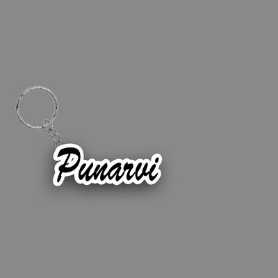 SY Gifts SYG Punarvi Name Keychain White And Black Key Chain
