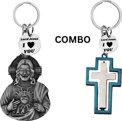 The Men Gift Lord Jesus Keychain Combo– Sacred Heart Religious Keyring Set ShivkeyCom634-677 Key Chain