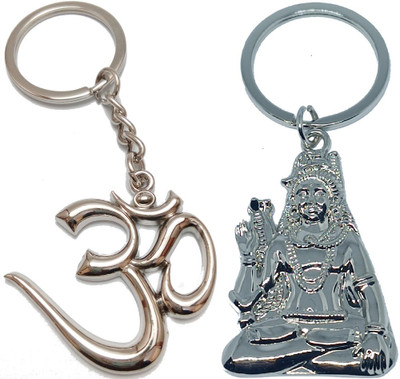 kd collections 121-657 Shiv Bholenath Mahadev Mahakaal Adiyogi Keychain & Om Keychain Combo Key Chain