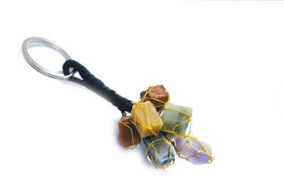 AIR9999 Natural All Seven Chakra Raw Chunks Lucky Charm Crystals Key Chain Key Ring Key Chain