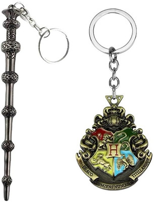GKM Harry Potter wand and Badge Keychain Combo Car Bike Home Keychain Key Chain