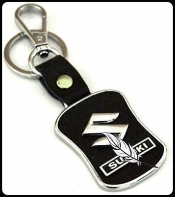 gtrp Trendy-Suzuki Car Bike Keychain with Hook Lock Black Chrome Metal Key Chain