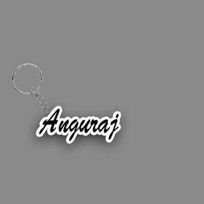 SY Gifts SYG Anguraj Name Keychain White And Black Key Chain