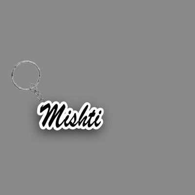 SY Gifts SYG Mishti Name Keychain White And Black Key Chain