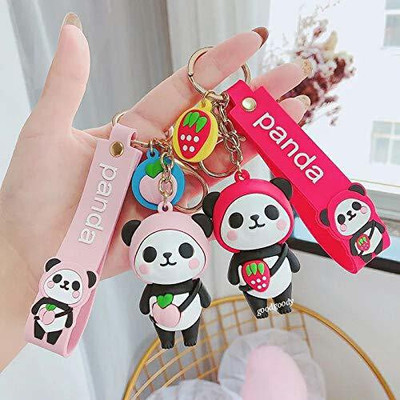 gtrp keychain-Cute Panda with Strap Heavy Quality Pack Of 2 Key Chain