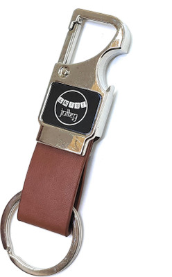 Jdp Novelty Metal Leather Opner Keychain for Bike/Car Julley Logo Printed on.Black Colour Key Chain