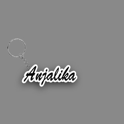 SY Gifts SYG Anjalika Name Keychain White And Black Key Chain