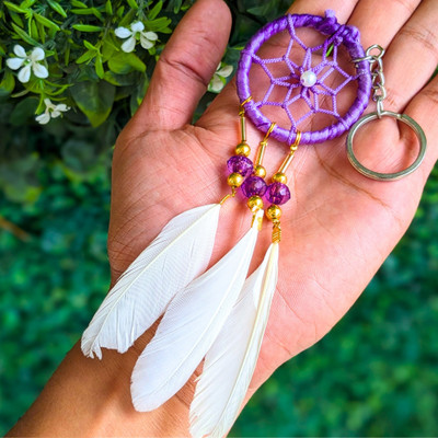 Cozzy Dera Handmade Dream Catcher Beads feather Key Chain for Home, Office, Multiuse 20 cm Key Chain