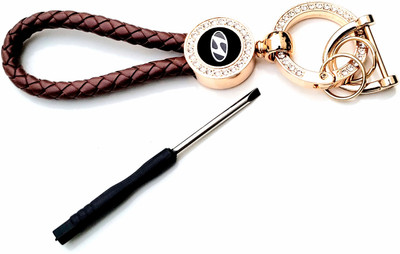 ADOREAL Hyundai Keychain And Keyring Brown Color Golden Ring Key Chain