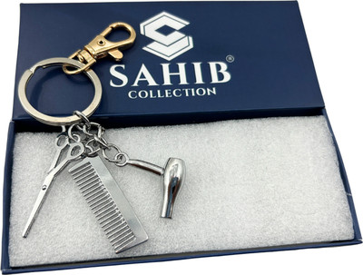 Sahib Collection Barber Set with Golden Hook Metal Keychain ideal for Men Women Pack1 Key Chain