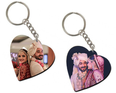 THE HATKE STORE Premium Custom Couple Photo Keychain Heart Shape For Birthday Love P1 Key Chain
