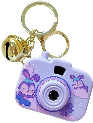 Shilpmart Cute Camera Keychain, Purple with Penguin Design, Decorative Mini Camera Charm Key Chain