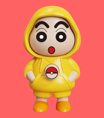 AirSoft Shinchan Expression Change Toy Collectible Funny Yellow Hoodie Cartoon Figure Key Chain