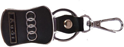 BBG FK_Black Audi Logo Black Leather Metal Pentagon Ring Key Chain