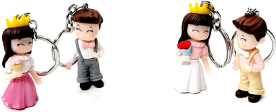ADOREAL Cute Couple Keychain Set With Crown Design Pack Of 1 Pair For Valentines Day Key Chain