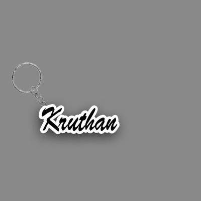 SY Gifts SYG Kruthan Name Keychain White And Black Key Chain