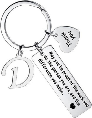 Artisans Crafted Thank You Keychain With Initial Letter Pendant D Key Chain