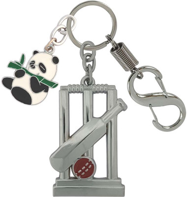 SHOKY LOOKS Premium Quality Cricket Wicket Bat Ball With Bamboo Panda Locking Lock Key Chain