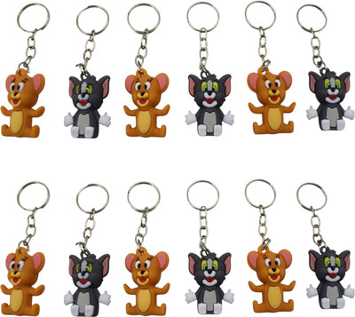 AARVI 12 Pcs Cute Kids Tom & Jerry Keychains for Keys and Birthday Return Gifts Key Chain