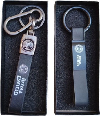 JNV Stylish | Black Leather Keychain Compatible With BULLET Bikes | Pack Of 2 | Key Chain