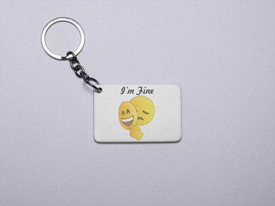 Rushaan Hidden Feeling Emoji - Printed Acrylic Keychains(Pack Of 2) Key Chain
