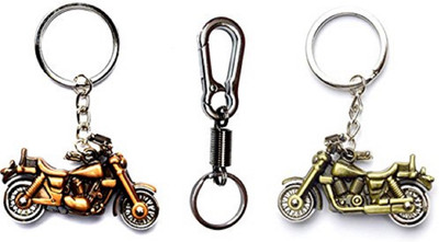 kd collections KD-327 Avenger Royal Enfield Cruiser Bike Metal Keychain With Rotating Wheels and Movable Handlebar & Hook Keychain Combo Key Chain