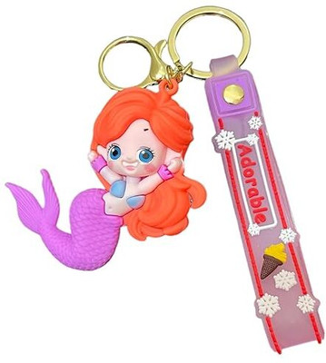 neze NZ 90 Silicone The Little Mermaid Keychain, Pink & Red (Pack of 1) Key Chain
