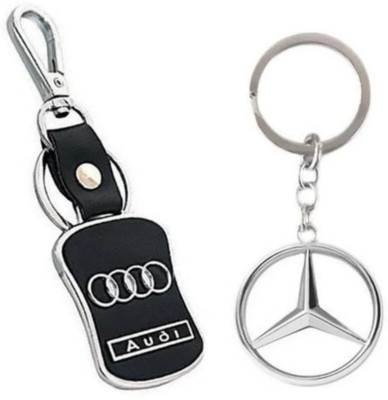 Jainsburys Combo of Audi Leather & Mercedes Metal keychain & Best Quality Keychain Key Chain