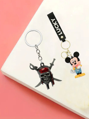Shine N Sober Pirates of the Caribbean & Cute Mickey Mouse Keychain (Pack of 2) Key Chain