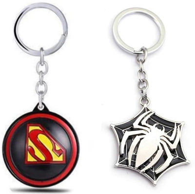 JAINSON MARTIN Combo Of Superman And Spiderman Rotating Keychain Black In Colour Key Chain