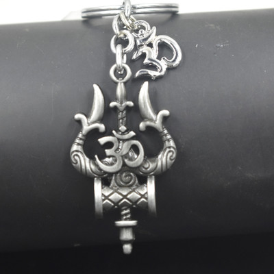 AFH Lord Shiv Trishul Damaru Om Charm Grey Gifting Keychain for Men and Women Key Chain