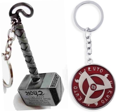 Jainsburys Combo of Thor hammer & Naruto Rotating keychain Key Chain