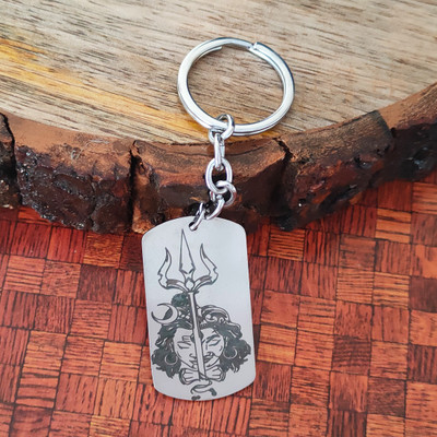M Men Style Personalised Lord Shiv Parvati With Trishul Damaru Shivay Keychain LCShivKey249 Key Chain