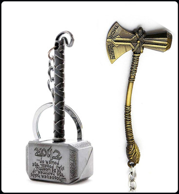 gtrp Keychain-Thor Hammer and Avengers Infinity War Axe Thor keychain Key Chain