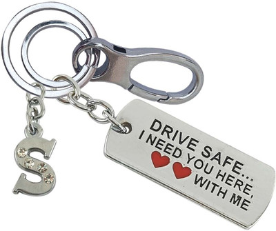 HANDSOME ISK Beautiful Silver Drive Safe With S Letter Locking Lock Strong & Durable Key Chain
