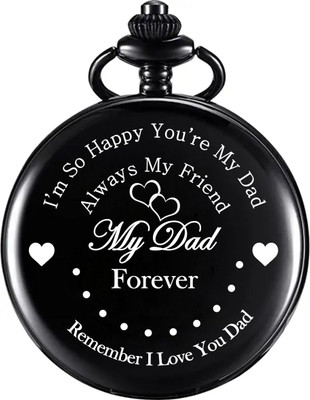 Classic Quirk Gandhi Style Black Dad Quote Engraved Royal Pocket Watch Key Chain
