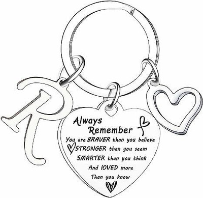 Artisans Crafted R – Heart Keychain with Initial Letter_Inspirational Gifts Key Chain