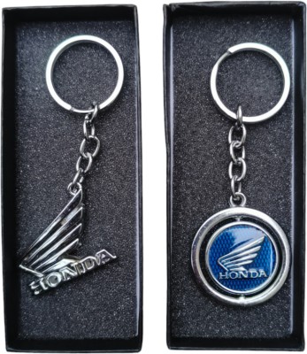 JNV HONDA Bike | Scooty Logo Metal Chrome Finish ( Pack Of 2) Key Chain