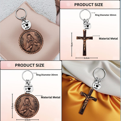 The Men Gift Lord Jesus Keychain Combo– Sacred Heart Religious Keyring Set ShivkeyCom623-665 Key Chain