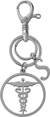 Shiv Jagdamba Personalizes Caduceus In Round Circle Gift For Doctors & Alphabet S LCKShiv009 Key Chain