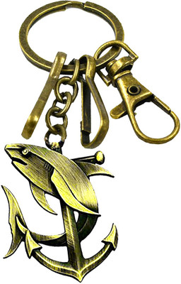 AFH Ocean Life Anchor Dolphin Stylist Bronze Lobster clasp Keychain for Biker Key Chain