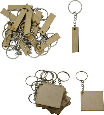 Maitri Pack of 40 (20Square + 20Bookmark) 2 Shapes Key Chains with Ring (50 x 50) mm Key Chain
