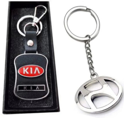 Jainsburys Combo of Kia leather & Hyundai metal keychain & Best quality keychain Key Chain
